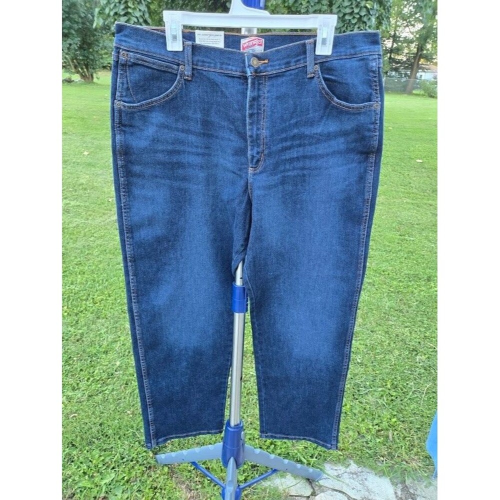 Wrangler Relaxed Straight Leg Stretch Jeans - Blue - Mens 36 x 29 NEW